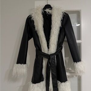 Current Mood Black Jacket with White Faux Fur Trim